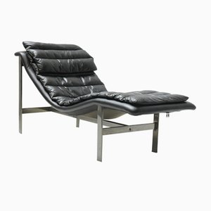 Vintage Italian Lounge Daybed in Black Leather