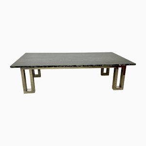 Vintage Italian Coffee Table in Chromed Aluminum with Marble Tray, 1970s