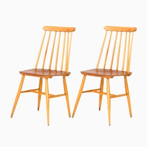 Birch and Teak Pinnstol Dining Chairs by Edsby Verken, 1960s, Set of 2