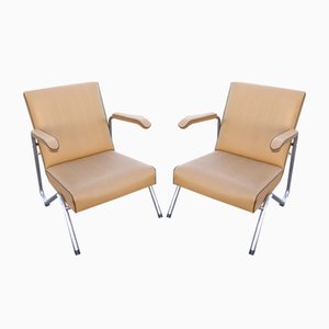 Set of Vintage Tubular Steel Armchairs, 1950s