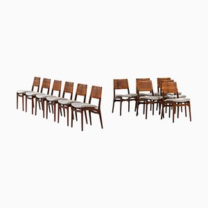 Model 47 Dining Chairs by E. Knudsen attributed to Jensen & Lykkegaard, 1950s, Set of 12