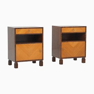 Art Deco Scandinavian Bedside Tables attributed to Axel Larson for Bodafors, 1940s, Set of 2