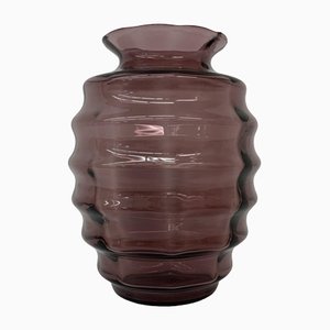 Art Deco Vase in Purple Glass, 1930s