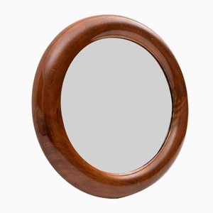 Round Wood Mirror, Italy, 1960s