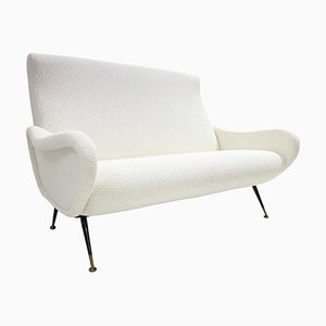 Italienisches Mid-Century Modern Sofa mit weißem Stoffbezug, 1950er