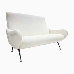 Mid-Century Modern Italian White Fabric Sofa, 1950s