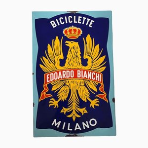 Cartel Velo Edoardo Bianchi italiano esmaltado, 1950