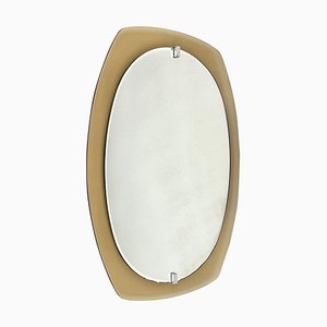 Mid-Century Beveled Smoked Glass Frame Wall Mirror attributed to Veca, Italy, 1970s