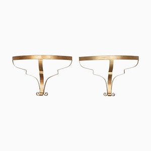 Gilt Iron Console Tables, Set of 2