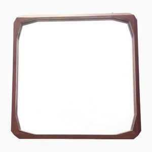 Vintage Square Wall Mirror attributed to Dino Cavalli with Ebonized Walnut Frame, Italy, 1960s