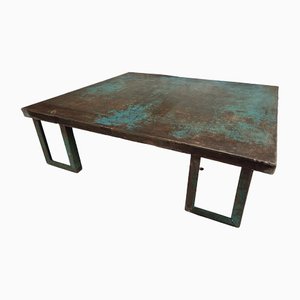 Industrial Sea Green Steel Pallet Coffee Table