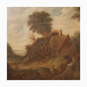 Flämischer Künstler, Landschaft, 19. Jh., Öl auf Leinwand