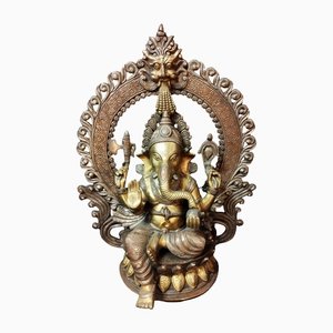 Ganesha Skulptur aus vergoldeter Bronze, 1920er