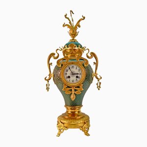 Reloj modernista grande de bronce dorado, década de 1890