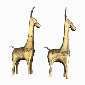 Estatuas de burro grandes de latón, años 50. Juego de 2