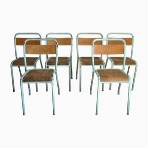 Vintage Schulstühle aus Holz, 1950er, 6er Set