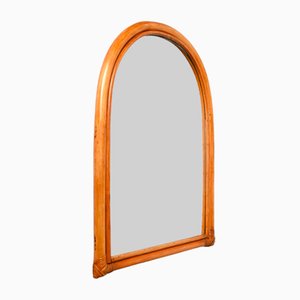 Italian Arch-Shaped Mirror with Double Bamboo Wicker Frame, 1970s