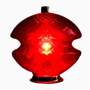 Tschechoslowakische Vintage Tischlampe aus rotem Glas von Jablonec Glassworks, 1970er