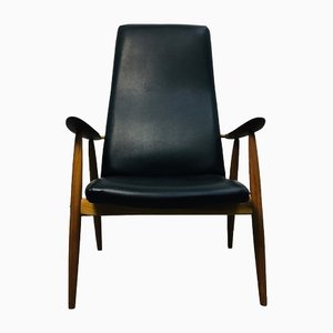 Mid-Century Chair in Black Leather, 1960s