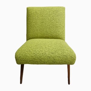 Green Wool Fabric Armless Chair, 1960s
