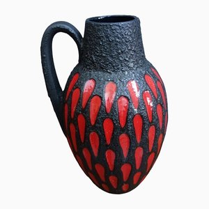 Fat Lava Vase Model 279-38 Black and Red from Scheurich, 1970s