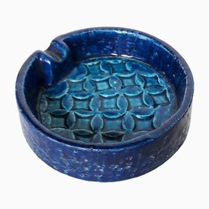 Blue Ceramic Ashtray by Aldo Londi for Bitossi, 1960s
