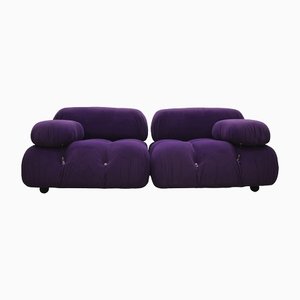 Purple Velvet Camaleonda Modular Sofa by Mario Bellini for C&b Italia, Set of 2