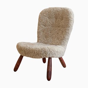 Clam Chair in Sheepskin by Arnold Madsen, 1940s
