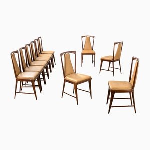 Wooden and Skai Dining Chairs by Osvaldo Borsani for Atelier Borsani Varedo, 1950s, Set of 10
