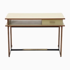 Formica and Brass Wood Desk, 1950s
