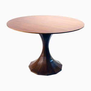 Mesa Mid-Century redonda de madera de Carlo De Carli, años 50