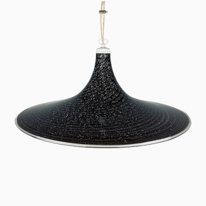 Italian Pendant Lamp in Black Murano, 1970s