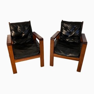 Sessel aus exotischem Holz, 1950er, 2er Set