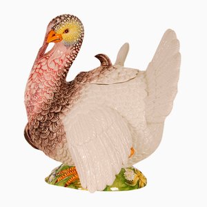 Figura de pavo italiana vintage de cerámica de Fabio Lenci para Richard Ginori, años 60