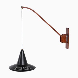 Adjustable Wall Lamp in Black and Teak from Indoor, 1950s