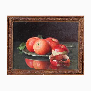 Bodegón con manzanas, óleo sobre lienzo, enmarcado