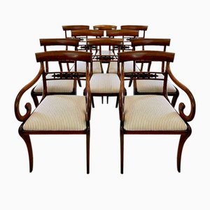 Antique Regency Dining Chairs in Mahogany, 1825, Set of 10