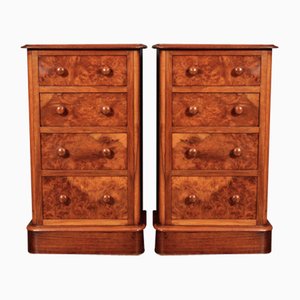 Victorian Bedside Chests in Walnut, 1860, Set of 2