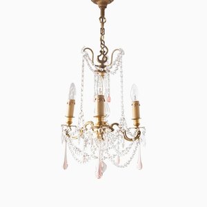 French Bronze and Crystals Chandelier, 1980s