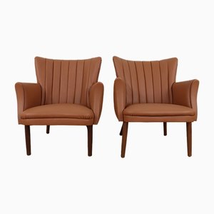 Armchairs with Teak Legs by Svend Skipper, Set of 2