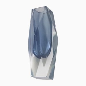 Facettierte blaue Muranoglas Vase, 1950er