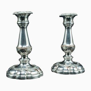 Bougeoirs Antiques en Argent, Angleterre, 1890s, Set de 2