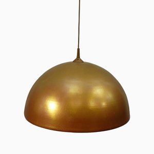 Gold-Bronze Metal Pendant Lamp Dome, Germany, 1950s