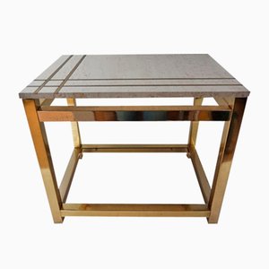 Beistelltisch aus Travertin & Gold von Maison Jansen Alain Delon für Mario Sabot, 1970er