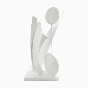 White Lacquered Wood Geometrc Sculpture, Italy, 1990s