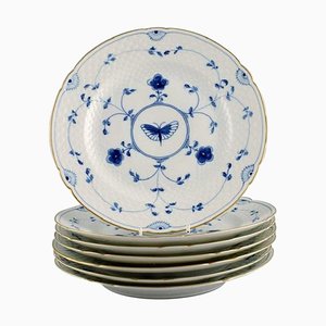 Assiettes en Porcelaine Peinte à la Main par Seven Bing & Grøndahl Butterfly, Set de 7