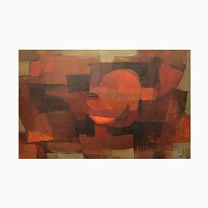 Helge Ernst, Composición abstracta, años 70, óleo sobre lienzo