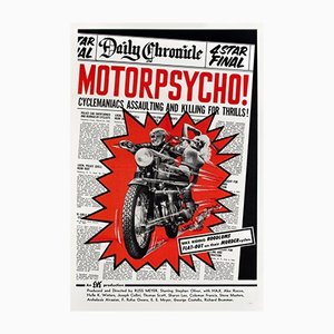 Póster de una hoja de Motorpsycho original vintage de EE. UU., 1965