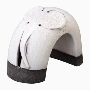 Vintage Italian Ceramic Elephant Sculpture by Alessio Tasca, 1970s