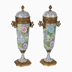 20th Century Napoleon III Ceramic Vases, France, Set of 2